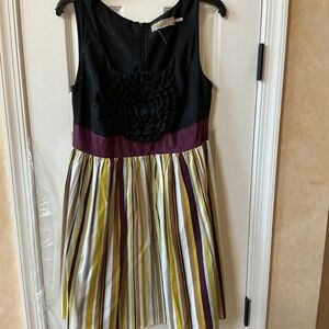 Burlapp Striped Kids Dress with Black and Purple Accents FUN